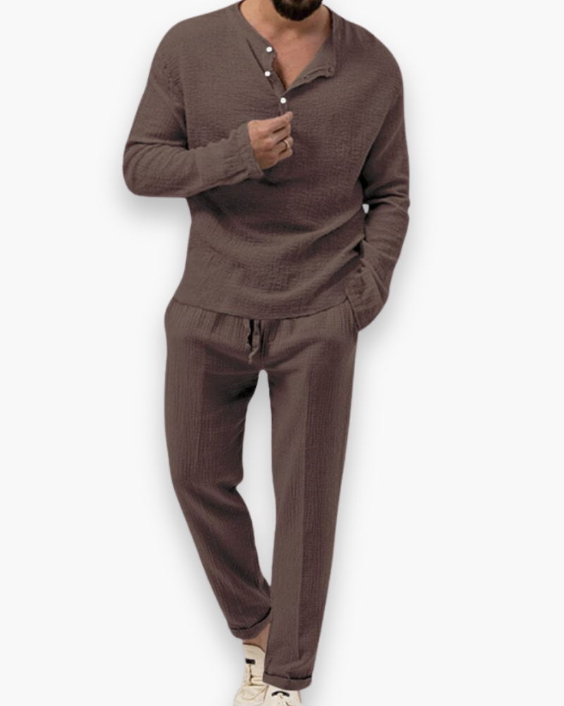 Completo Uomo Smart Casual Due Pezzi Leggero e Traspirante Top e Pantaloni Estivi Comodi
