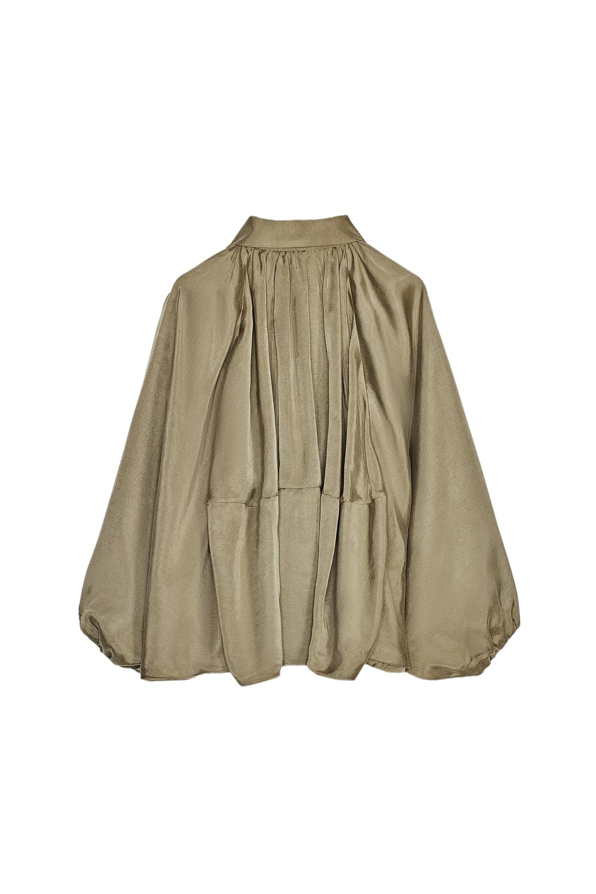 Chaqueta bomber drapeada de corte holgado para mujer con bajo globo fruncido y cuello de punta - Prenda de abrigo informal ligera con cremallera y mangas largas voluminosas para la moda diaria de primavera y otoño