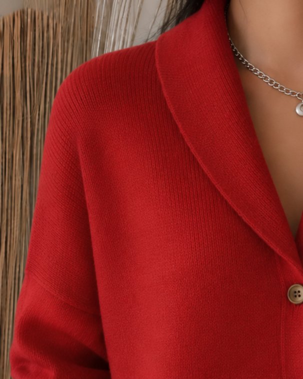 Women’s Relaxed Polo-Collar Cardigan – Lightweight Button-Up Knit for Office and Travel