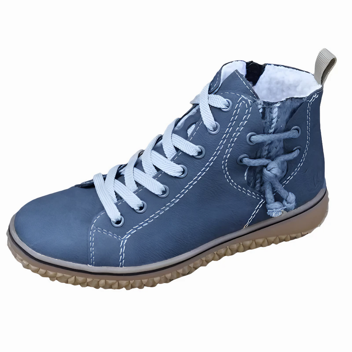 Damesneakers med kontrastsyning og højt skaft