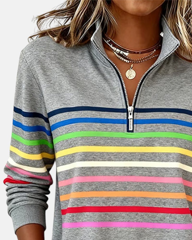 Women’s Zip-Neck Sweatshirt – High-Collar Casual Top for Autumn and Winter