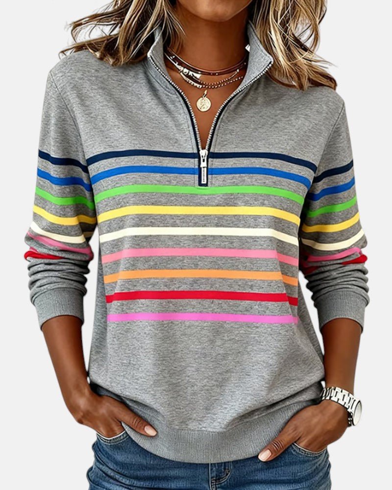 Women’s Zip-Neck Sweatshirt – High-Collar Casual Top for Autumn and Winter