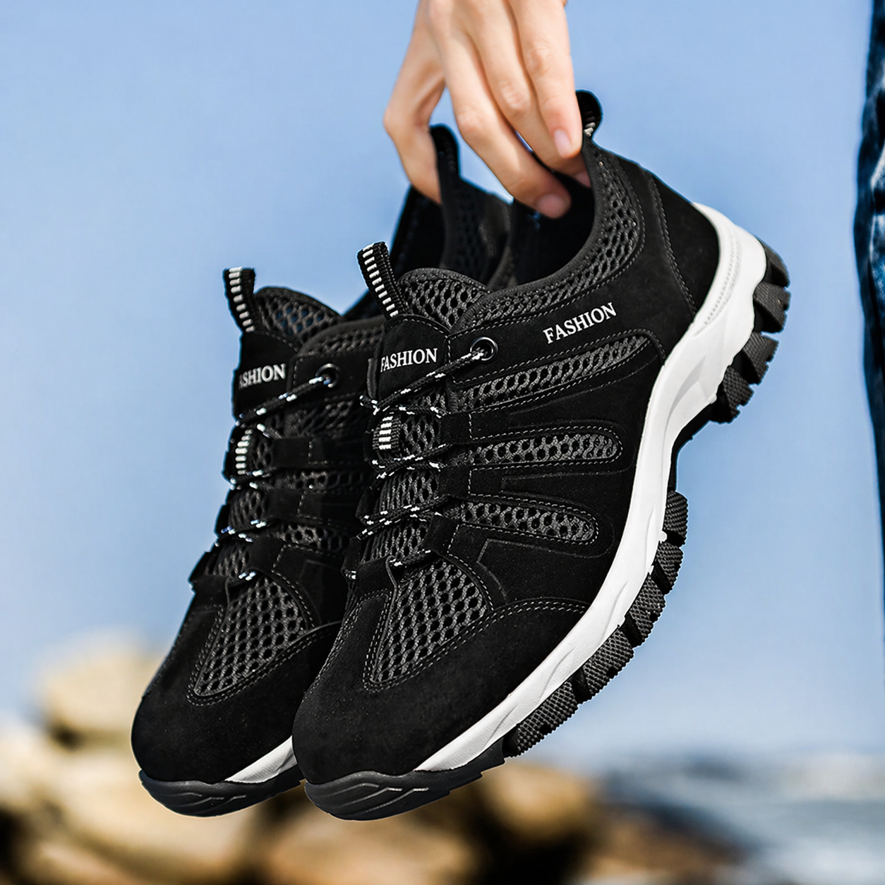 Women’s Trail Grip Sneakers with Mesh Panels