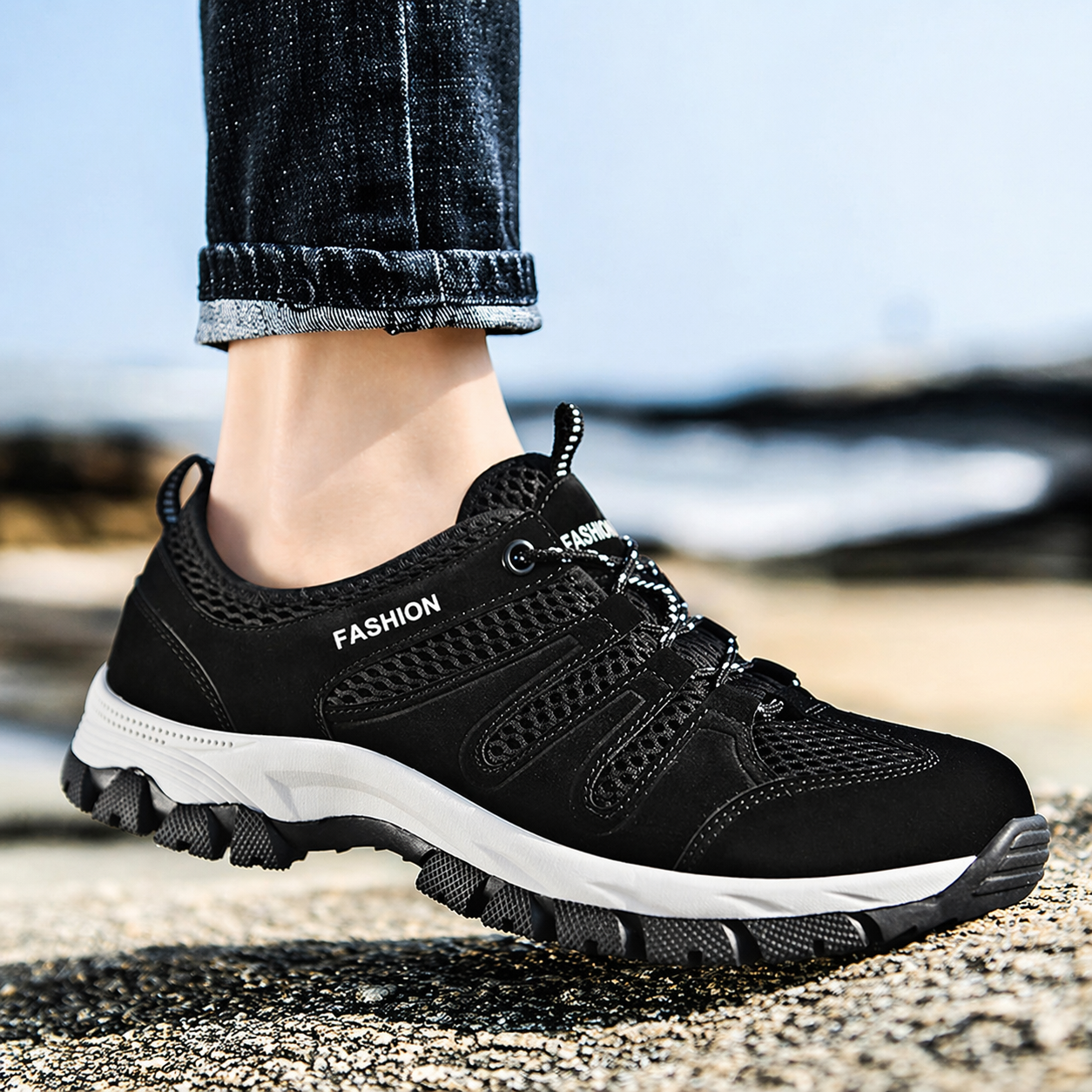 Women’s Trail Grip Sneakers with Mesh Panels