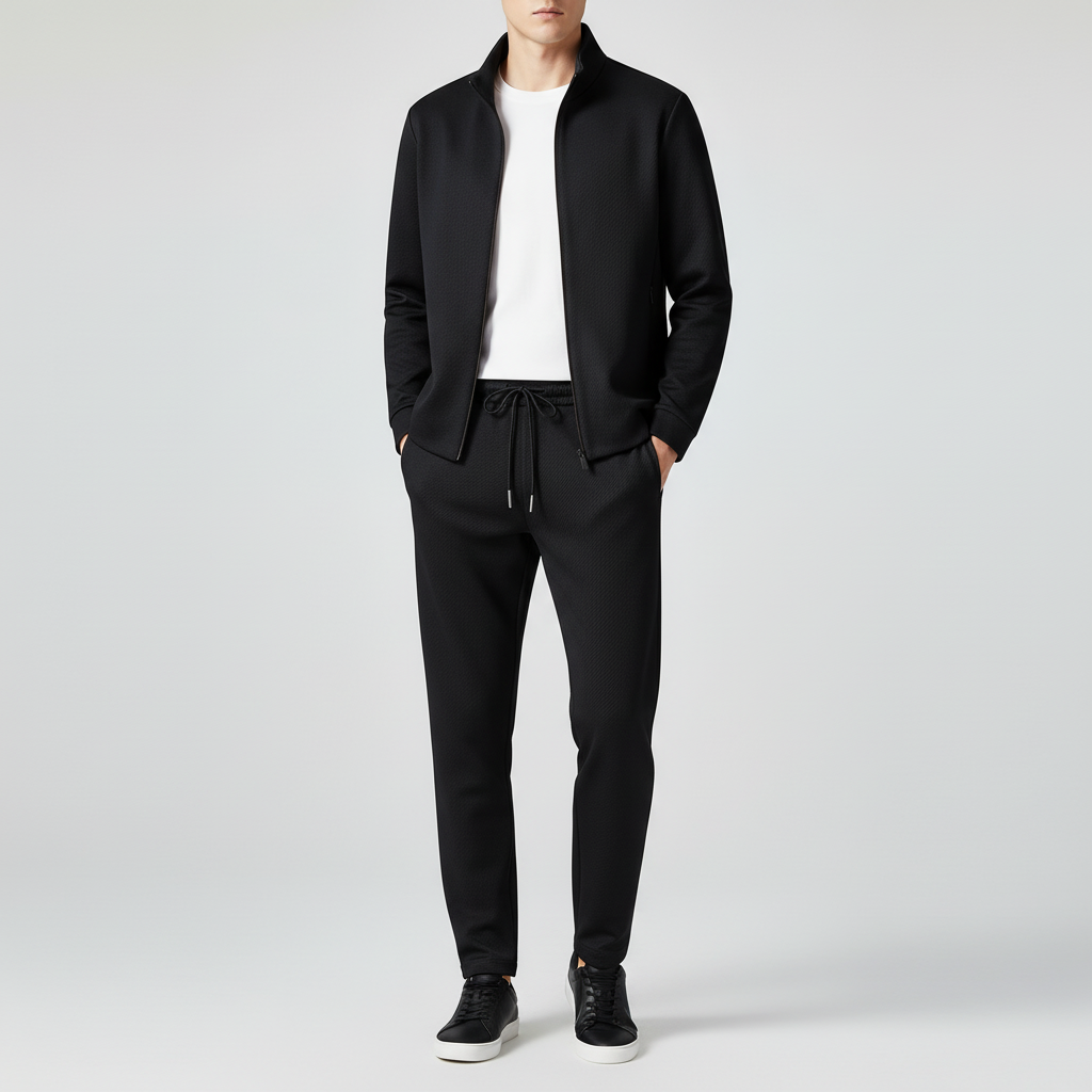 Men’s Lycra Tracksuit Set – Stretch Zip Jacket and Trousers for Year-Round Wear