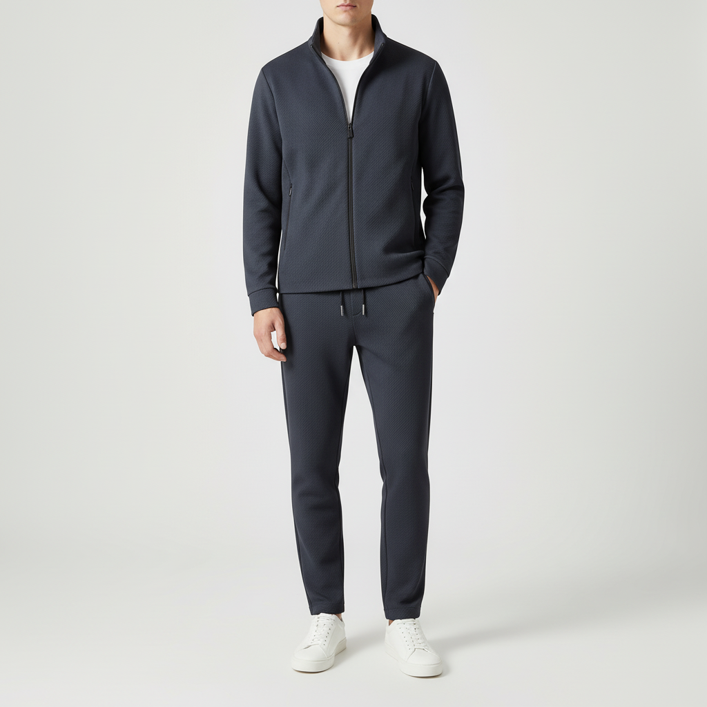 Men’s Lycra Tracksuit Set – Stretch Zip Jacket and Trousers for Year-Round Wear