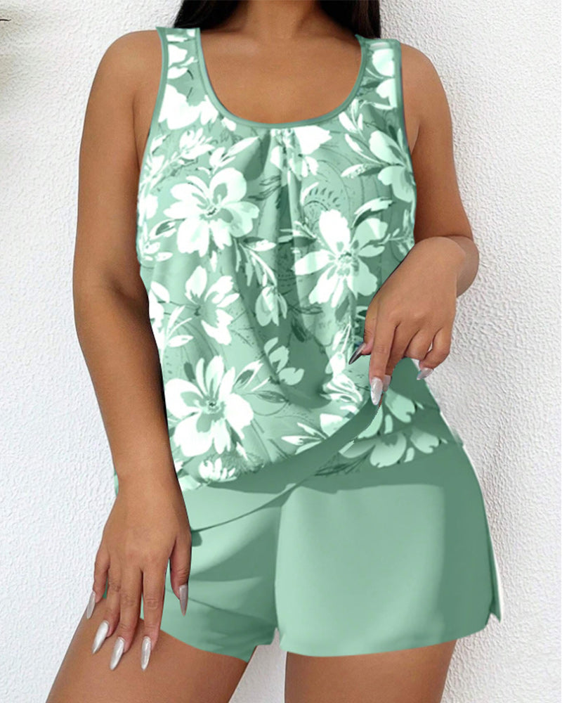 Women’s Tankini Set Printed Top with Swim Shorts