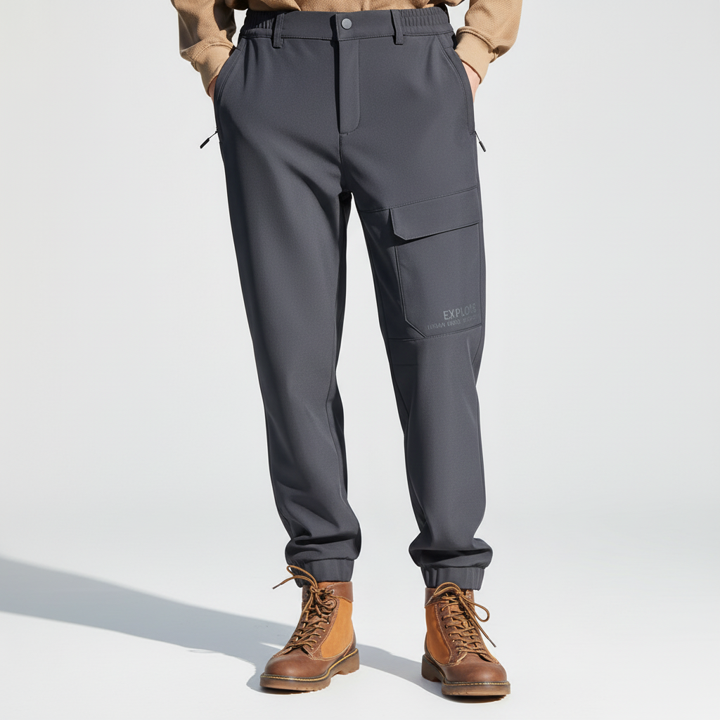 Pantalon cargo softshell doublé en polaire pour homme – Pantalon d'extérieur imperméable pour l'hiver