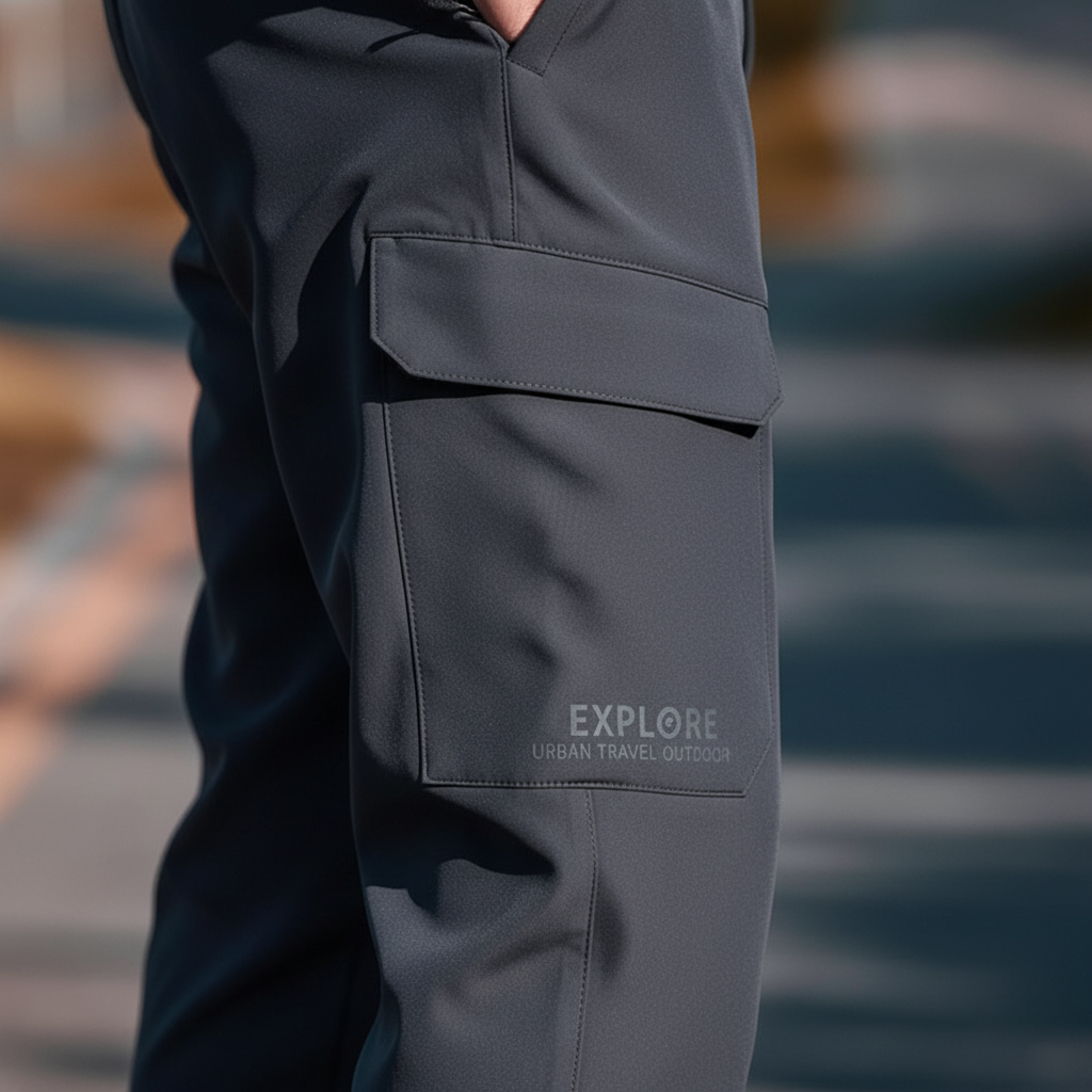 Pantalon cargo softshell doublé en polaire pour homme – Pantalon d'extérieur imperméable pour l'hiver