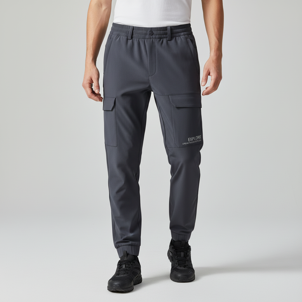 Pantalon cargo softshell doublé en polaire pour homme – Pantalon d'extérieur imperméable pour l'hiver