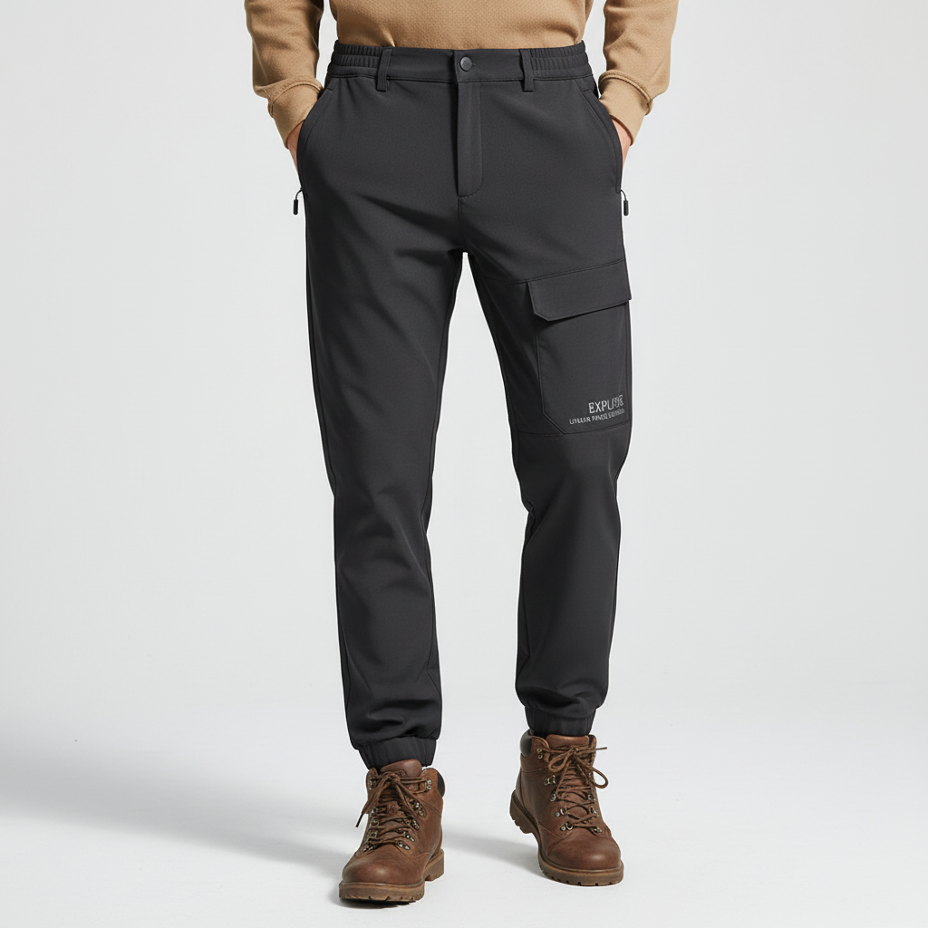 Pantalon cargo softshell doublé en polaire pour homme – Pantalon d'extérieur imperméable pour l'hiver