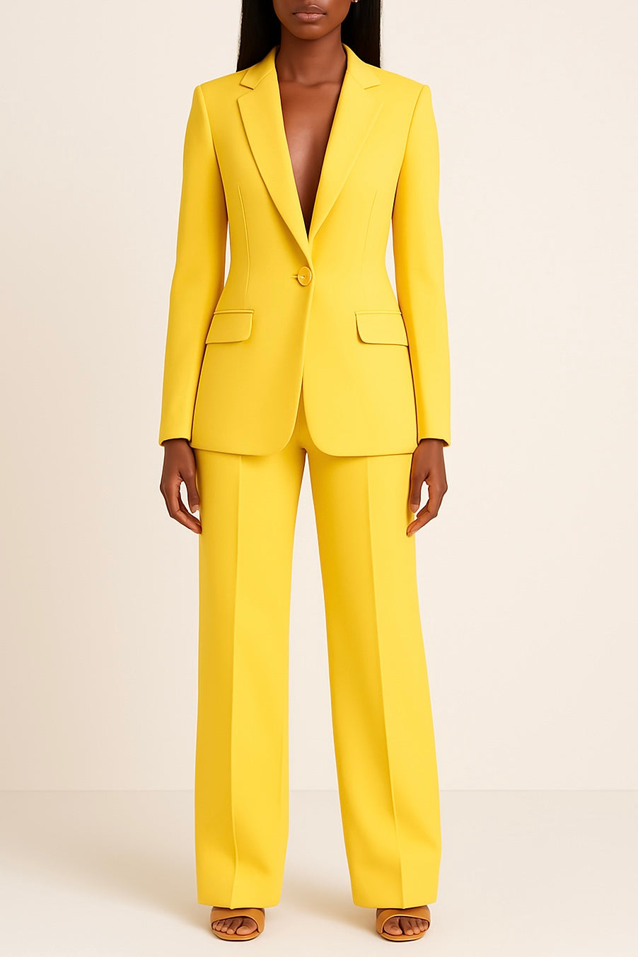 Ensemble blazer cintré pour femme et pantalon large