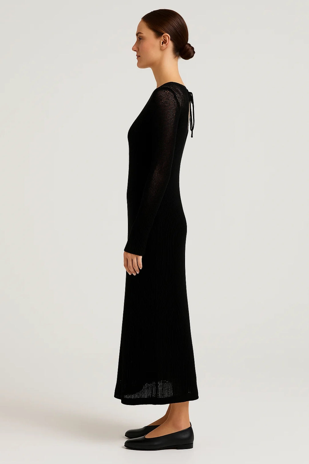 Women’s Dress Sheer Knit Long Sleeve Maxi Silhouette