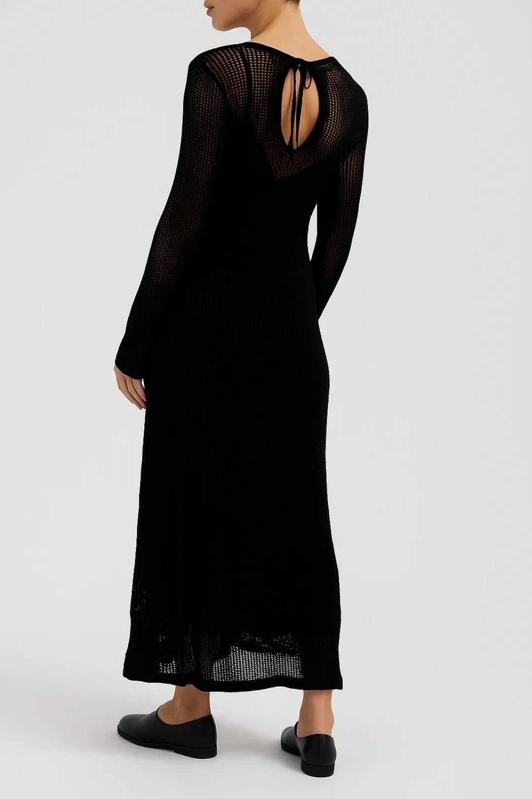 Women’s Dress Sheer Knit Long Sleeve Maxi Silhouette