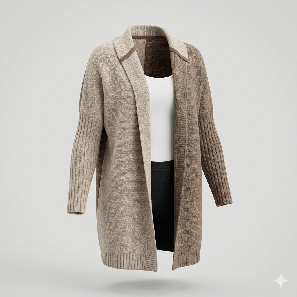Women’s Patchwork Hooded Knit Cardigan – Stylish Casual Comfortable Warm Everyday Layering Sweater