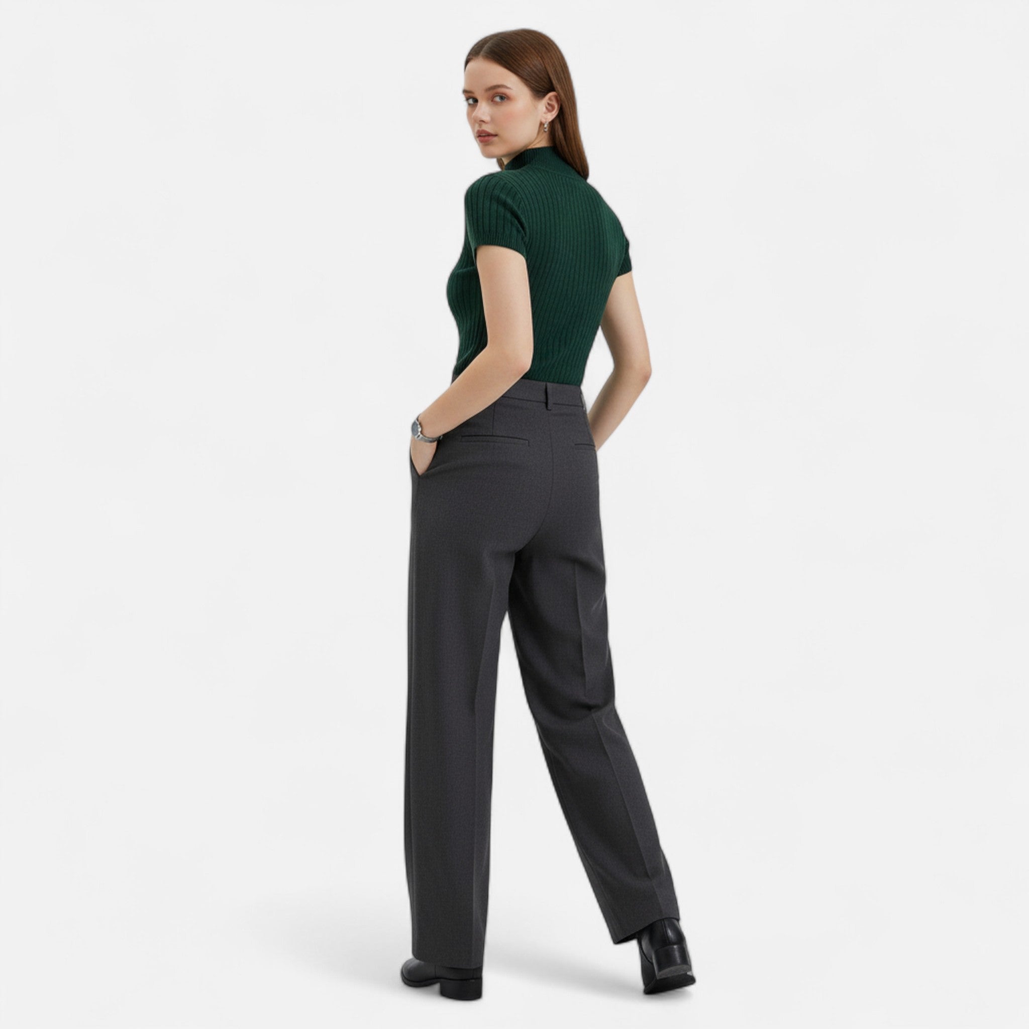 Valmonti | Women’s Knitted Blouse – Short-Sleeve Turtleneck Elegance