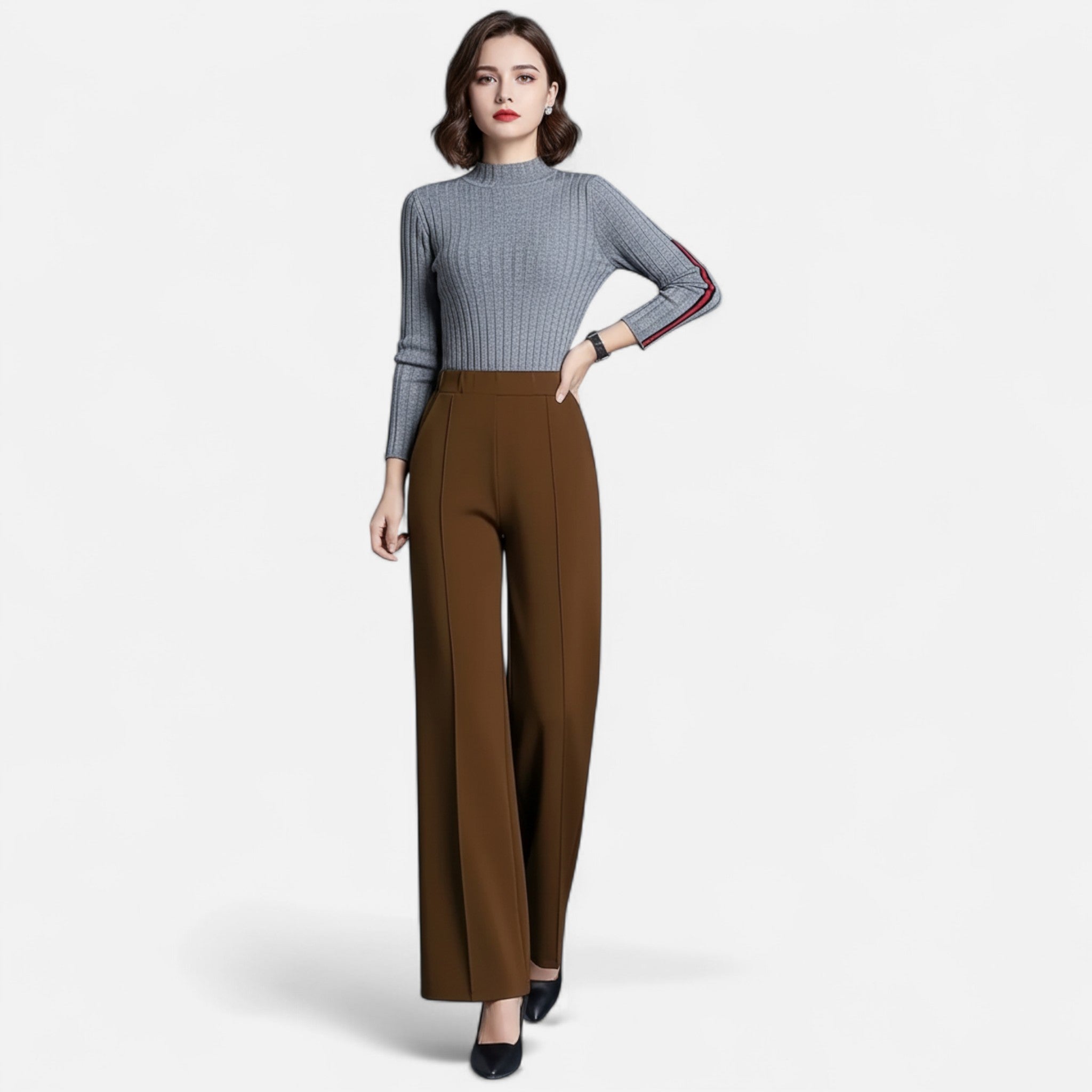 Valmonti | Women’s High-Waist Straight-Leg Trousers