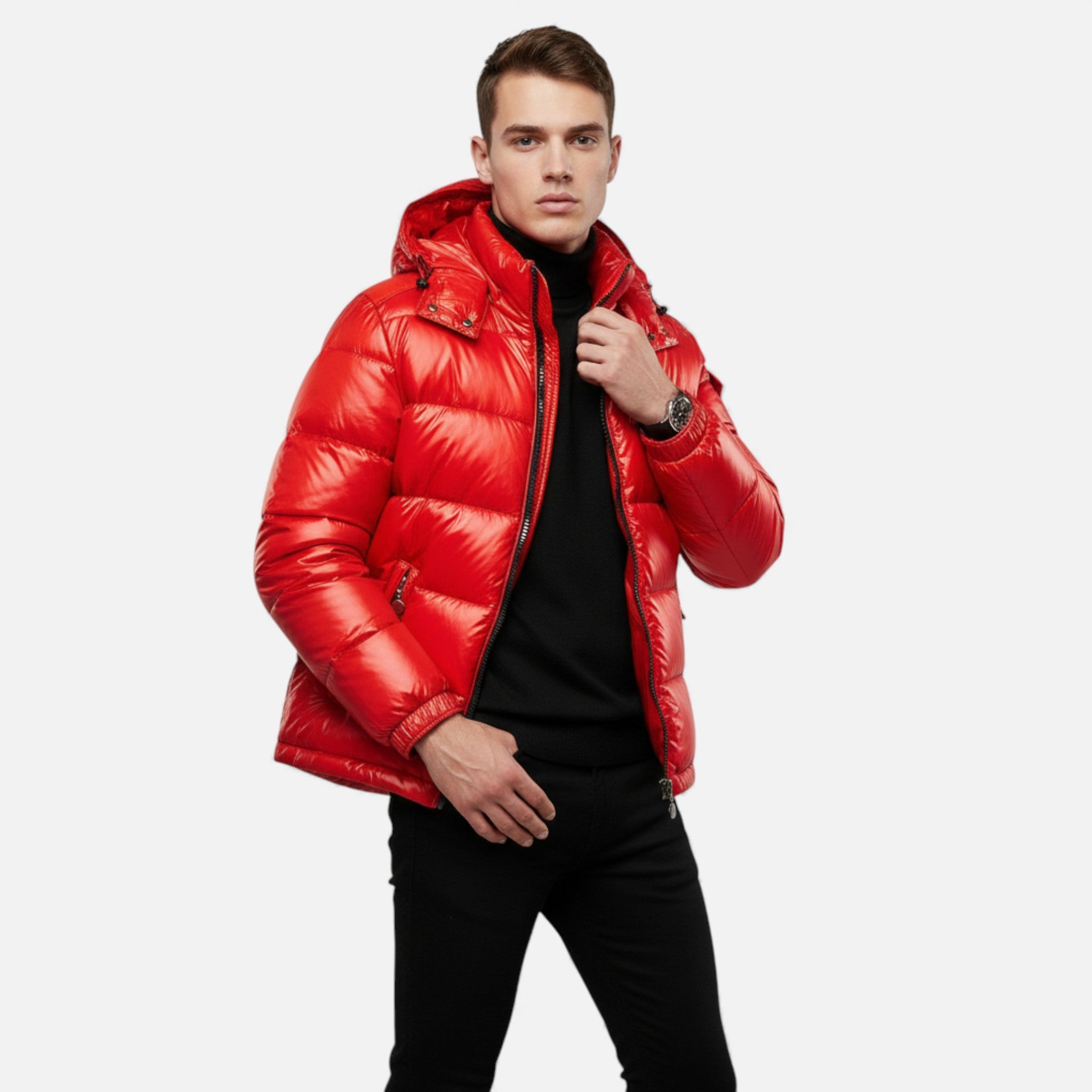 Valmonti | Men’s Short Puffer Down Jacket – Glossy Winter Coat