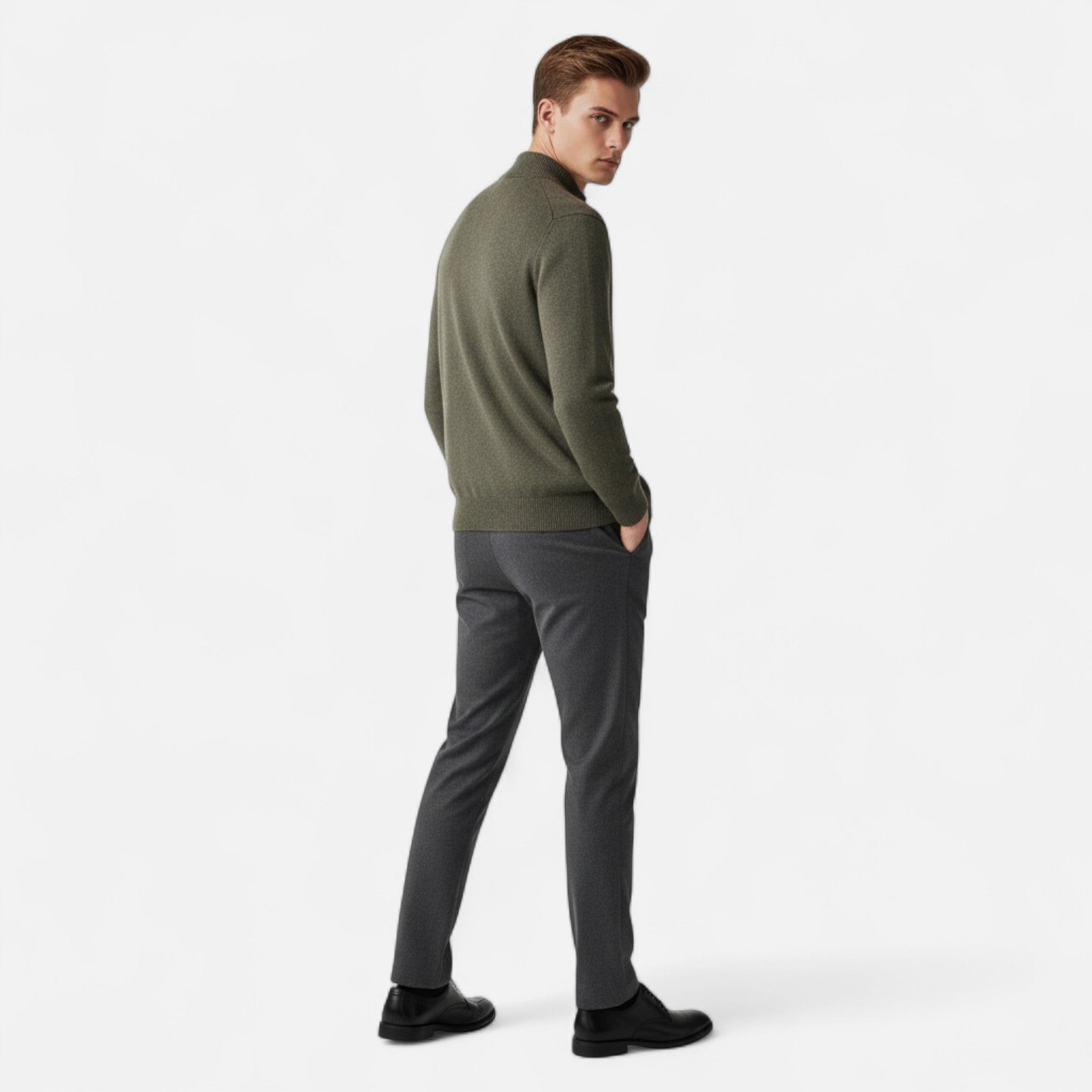 Valmonti | Men’s Cardigan – Merino Wool Zippered Elegance