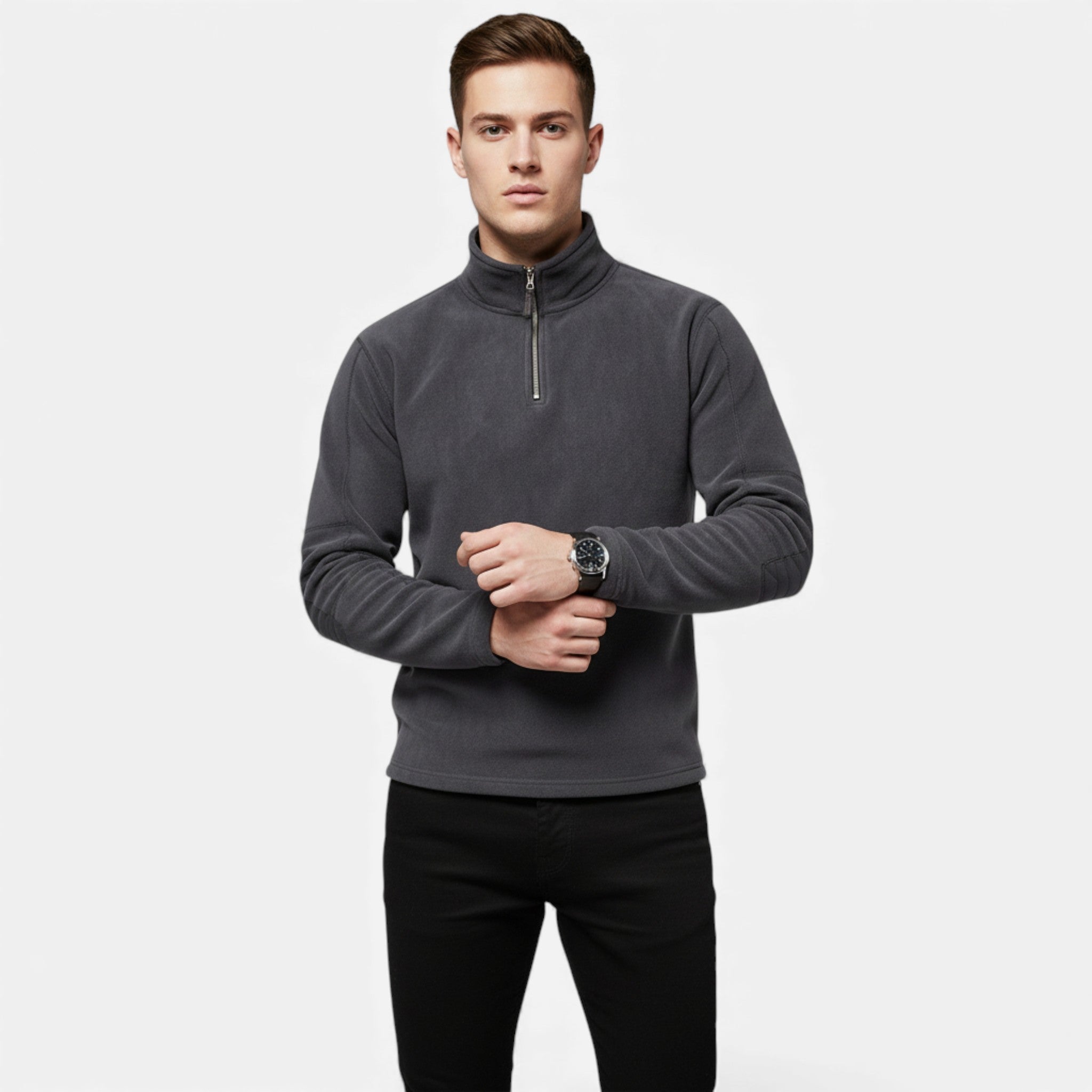 Valmonti | Men’s Fleece Zipper Pullover – Stand-Collar Sweatshirt