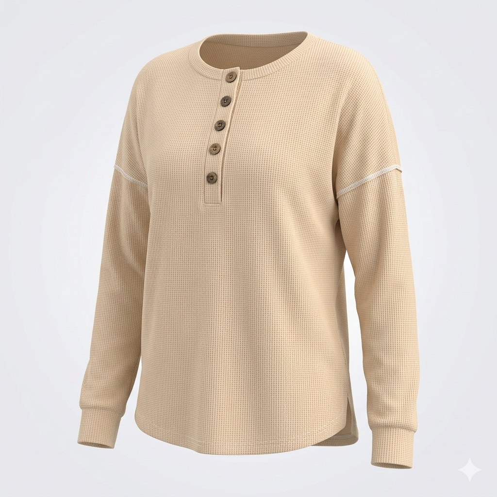 Camicia Donna a Manica Lunga con Patta con Bottoni – Comoda, Elegante, Traspirante per l'Uso Quotidiano