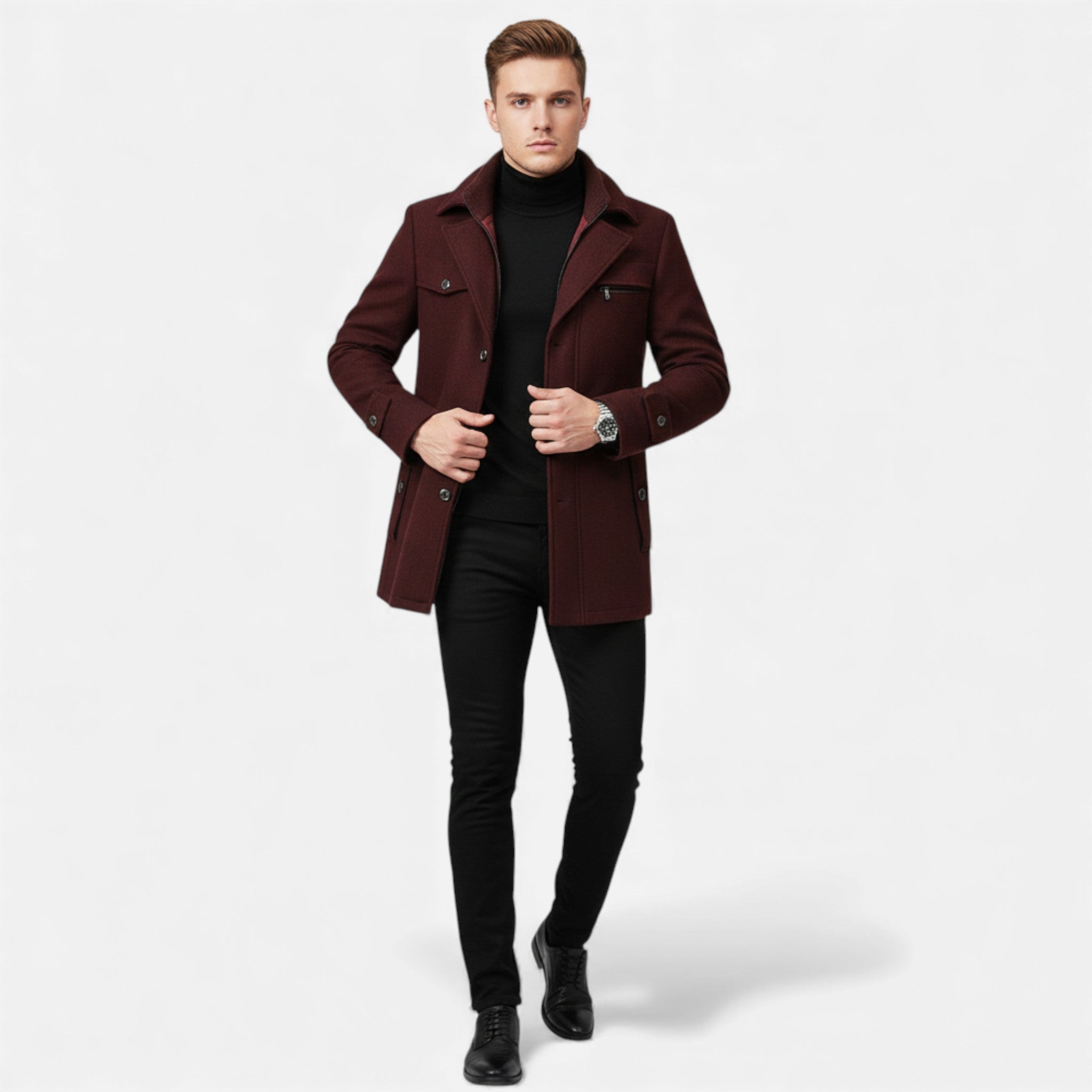 Valmonti | Men’s Wool Business Overcoat – Classic Winter Coat