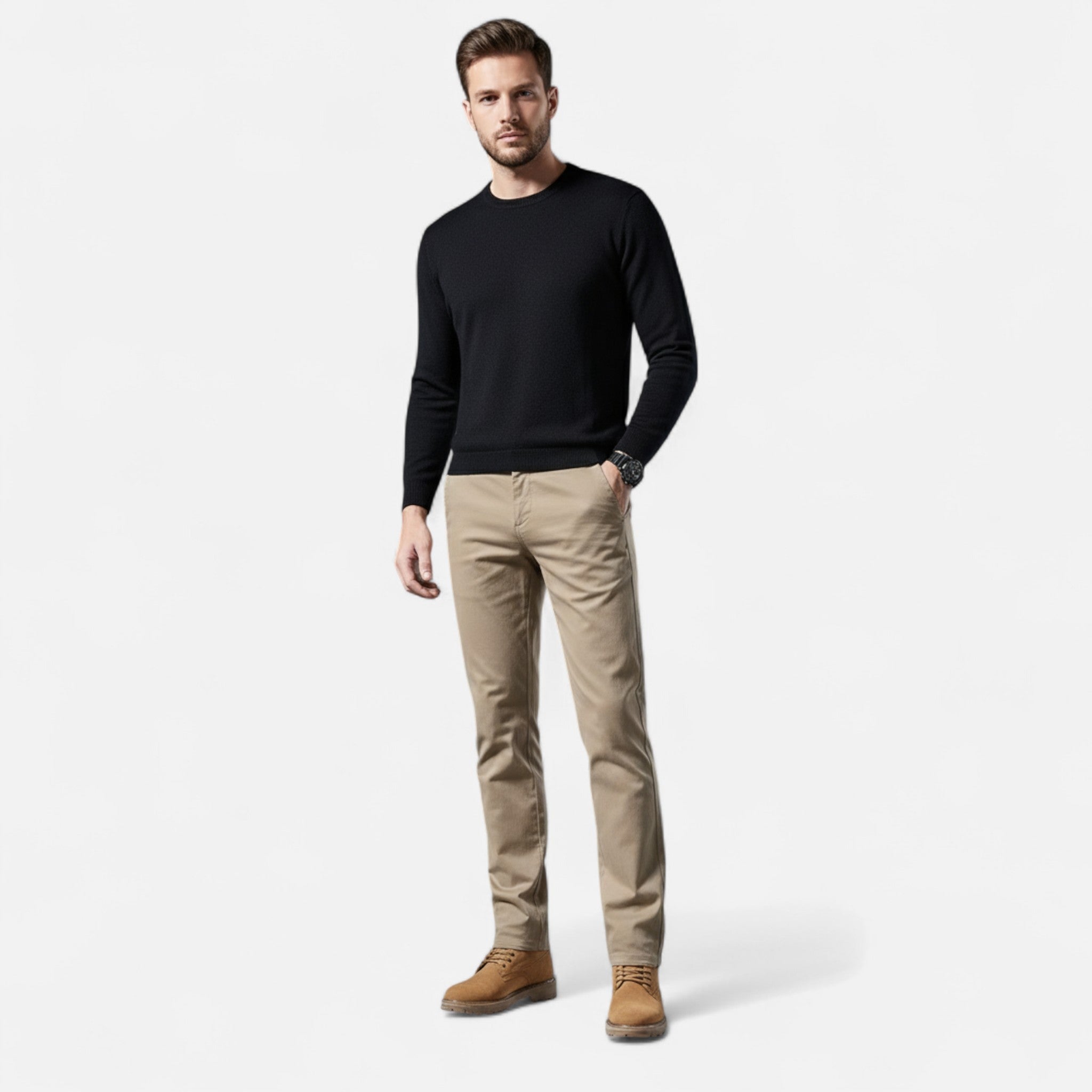 Valmonti | Men’s Trousers – Cotton Straight-Leg Tailored Elegance