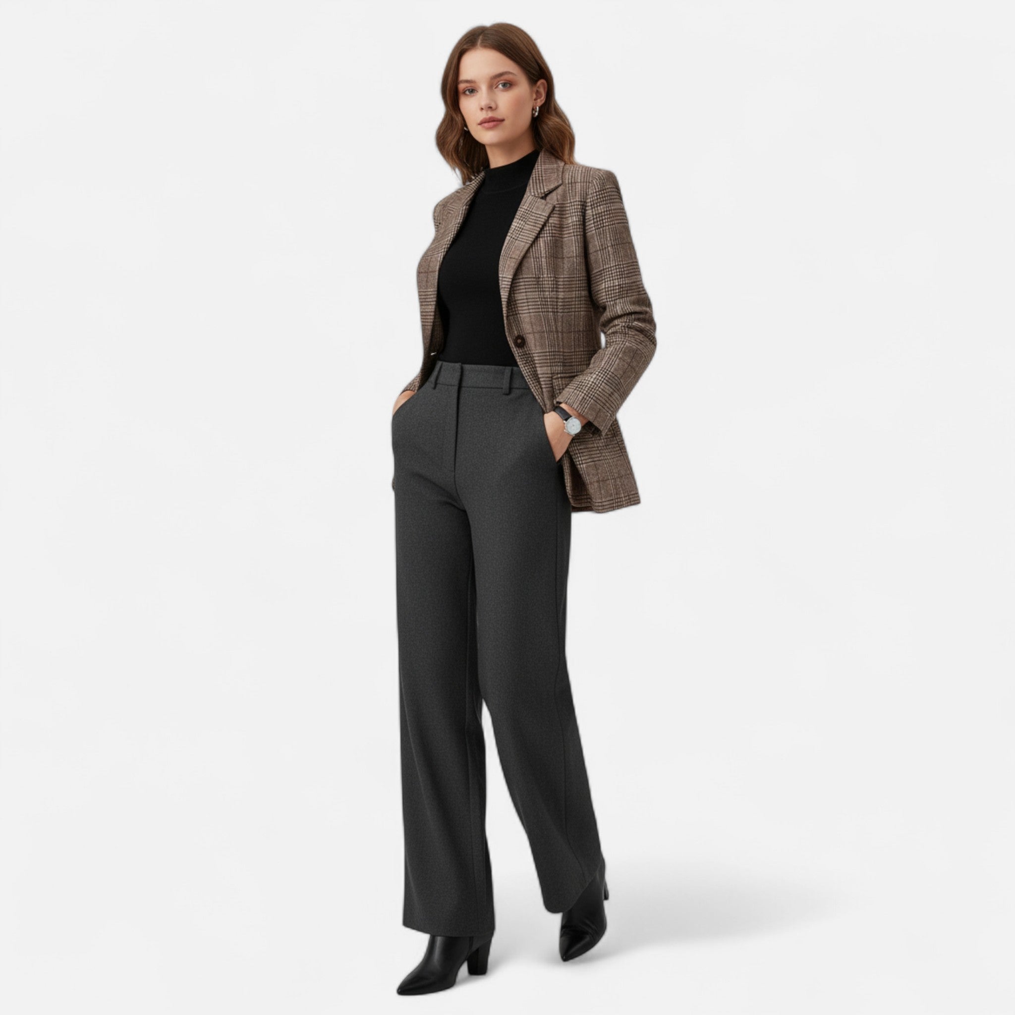 Valmonti | Women’s Plaid Blazer – Single-Breasted Heritage
