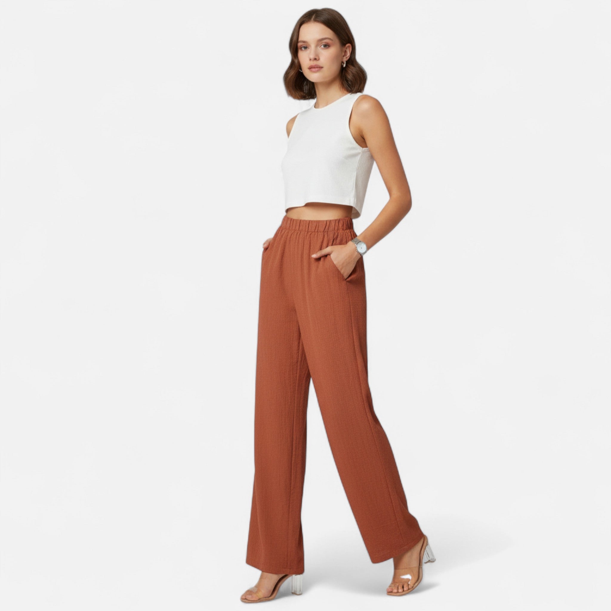 Valmonti | Women’s Straight-Leg Trousers – Timeless High-Waist Style