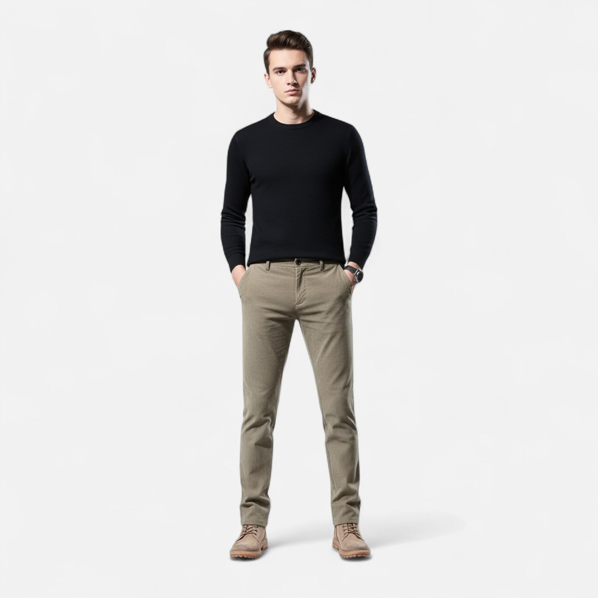 Valmonti | Men’s Chenille Straight-Leg Trousers