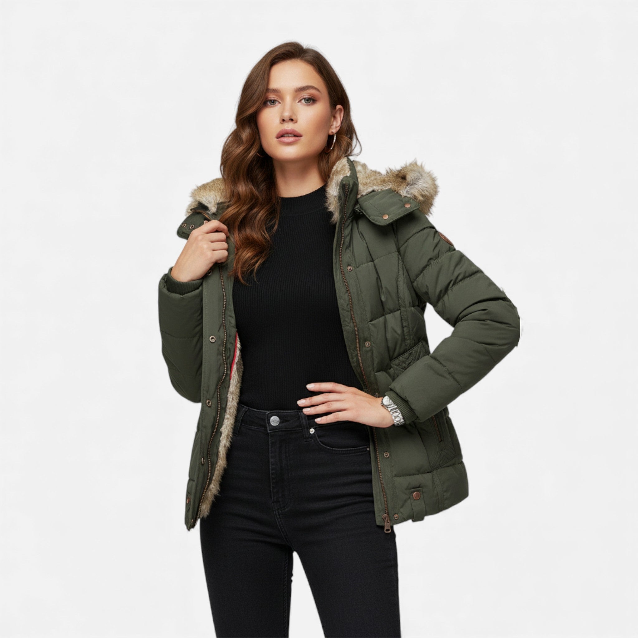 Valmonti | Women’s Cotton Zip-Up Hooded Jacket – Slim Classic Jacket