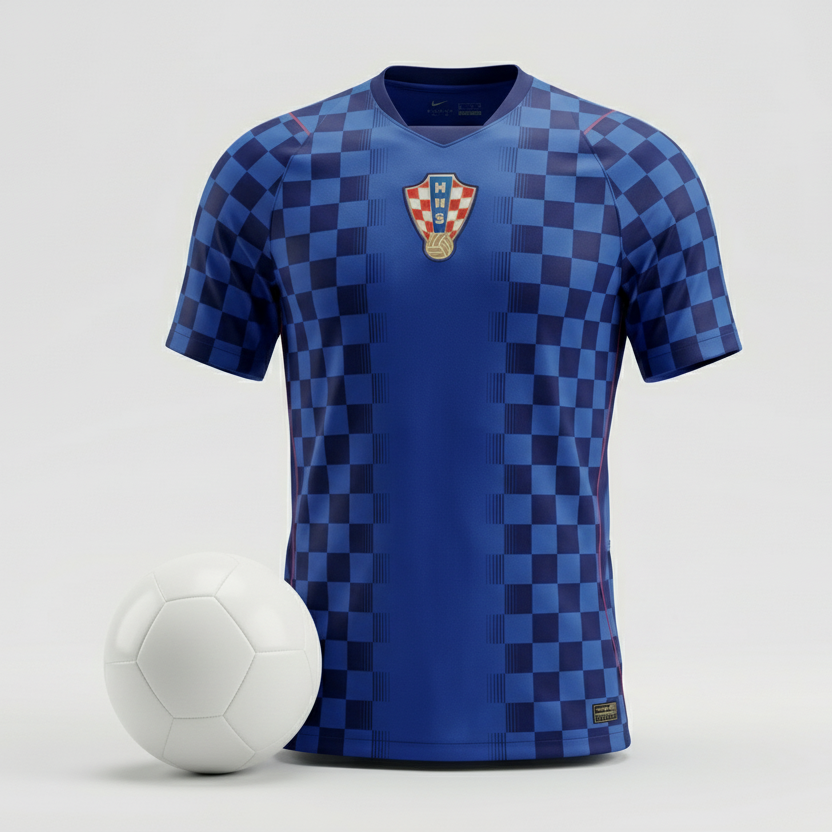 Pánský fotbalový dres Chorvatska venkovní styl Mistrovství světa prodyšný rychleschnoucí stadionový fanouškovský dres