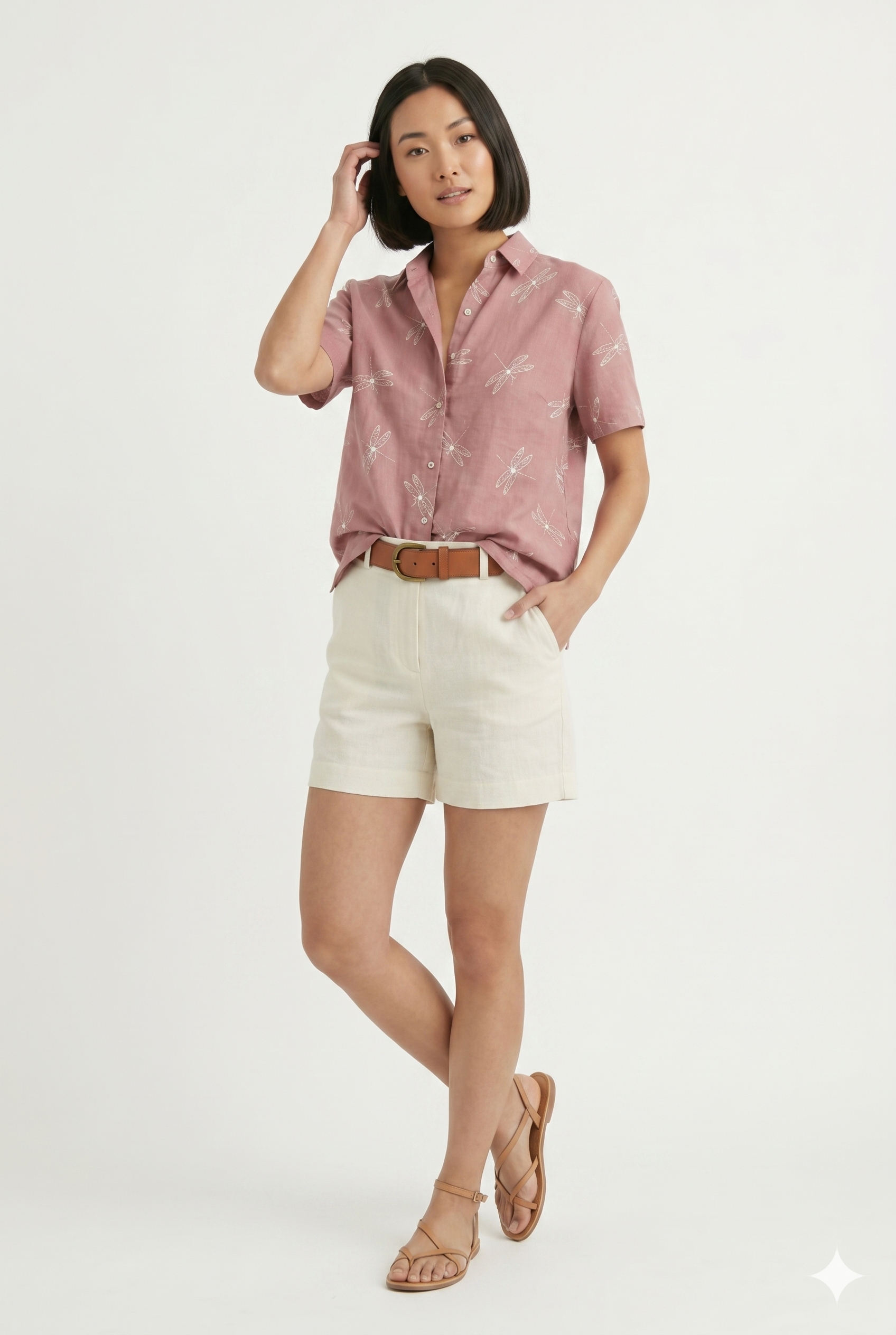 Women’s Summer Printed Button Shirt Lightweight Breathable Short Sleeve Casual Blouse