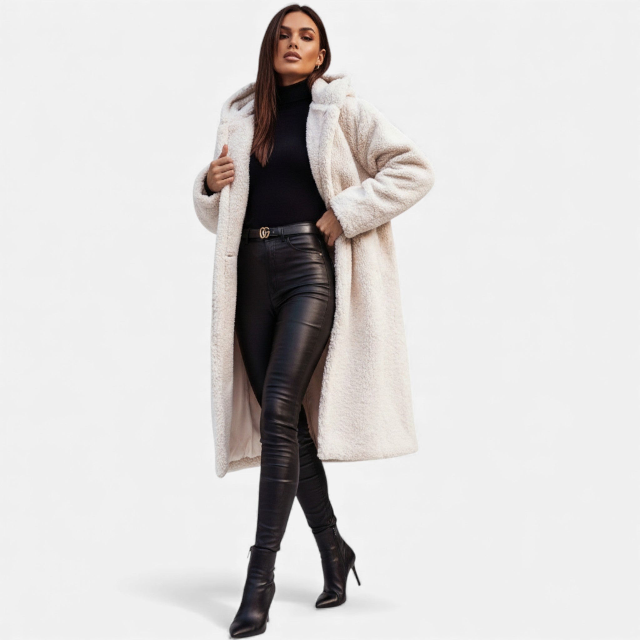 Valmonti | Women’s Plush Faux‑Fleece Long Coat
