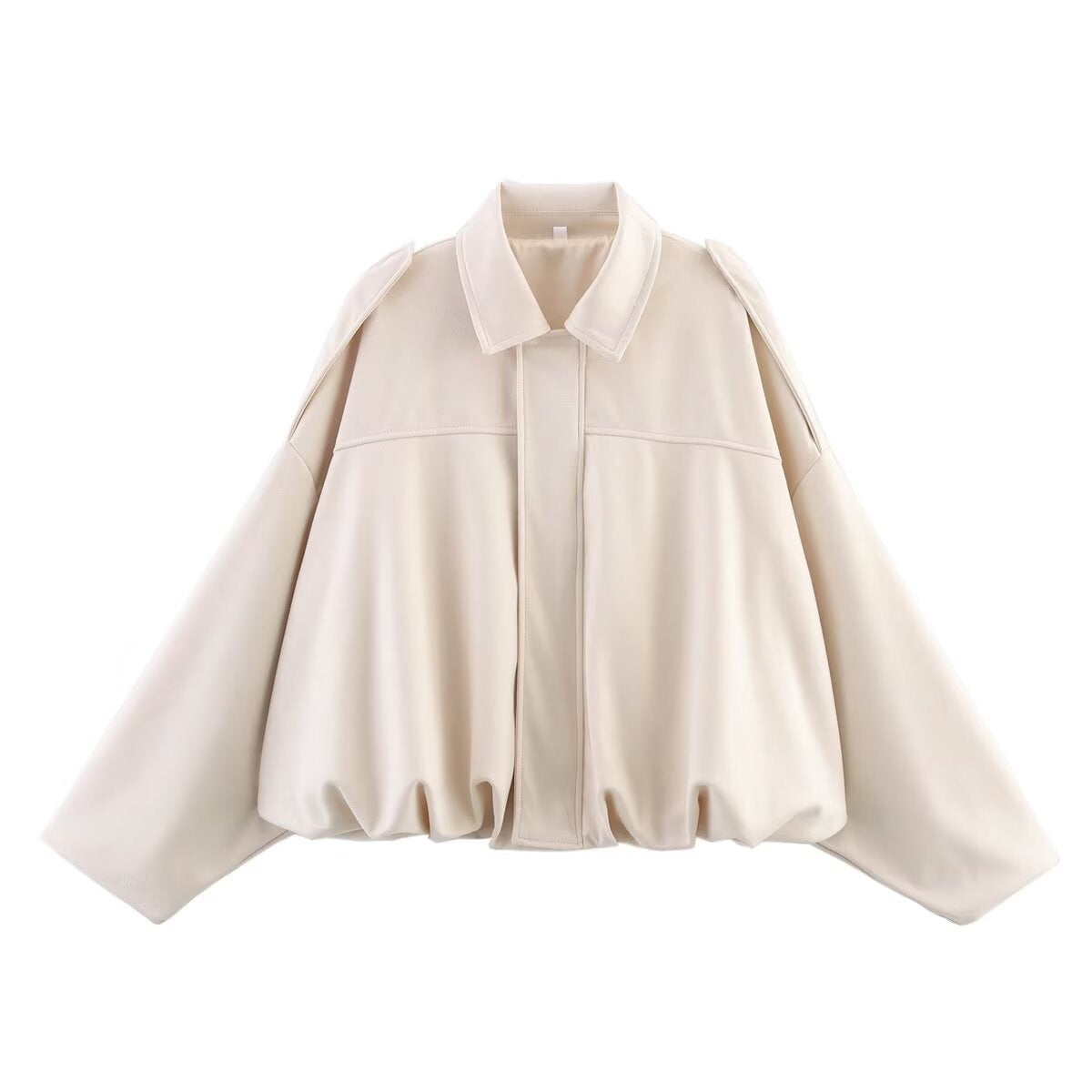 Women’s Oversized Bomber Jacket – Relaxed Shirt-Collar Layer for Autumn and Winter