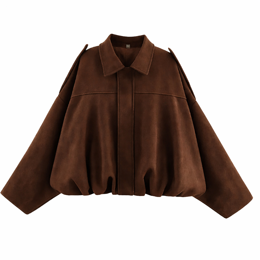 Women’s Oversized Bomber Jacket – Relaxed Shirt-Collar Layer for Autumn and Winter