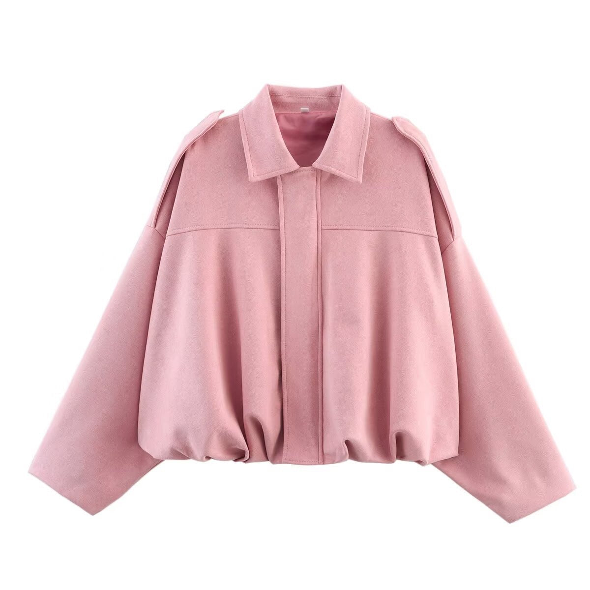 Women’s Oversized Bomber Jacket – Relaxed Shirt-Collar Layer for Autumn and Winter