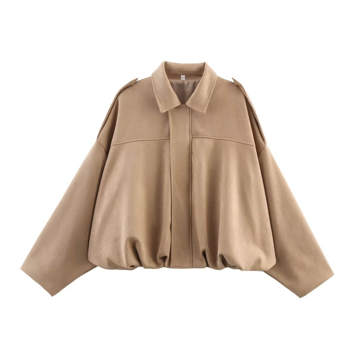 Women’s Oversized Bomber Jacket – Relaxed Shirt-Collar Layer for Autumn and Winter