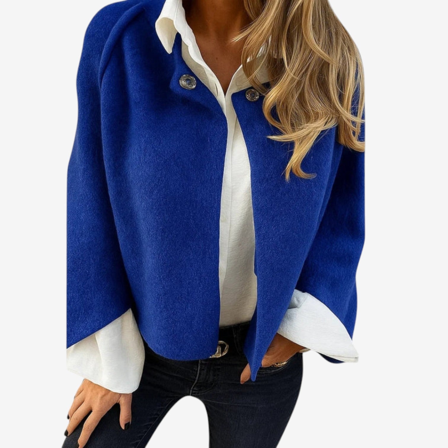 Kort kappejakke til kvinder – oversized batwing-lag til køligt vejr