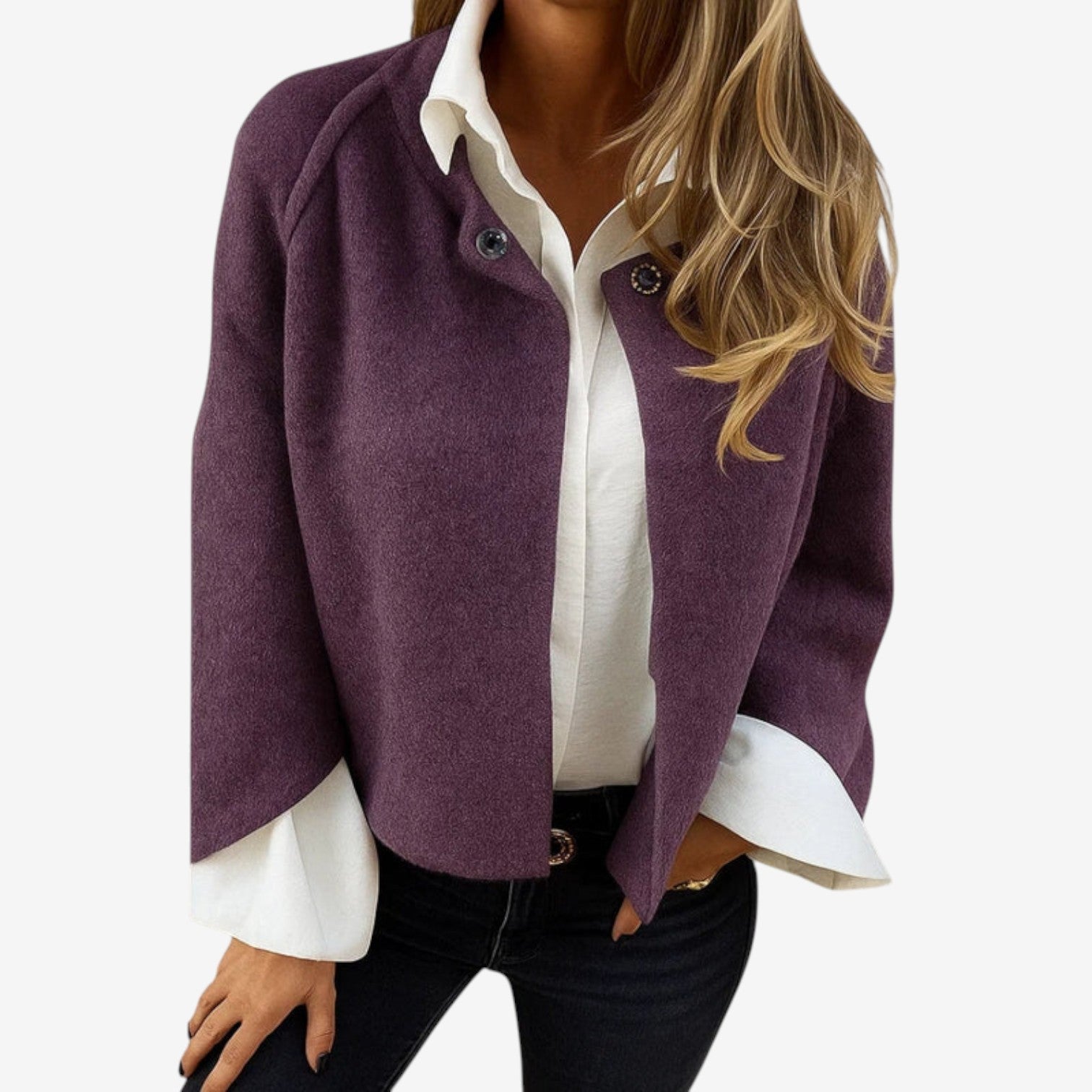 Kort kappejakke til kvinder – oversized batwing-lag til køligt vejr