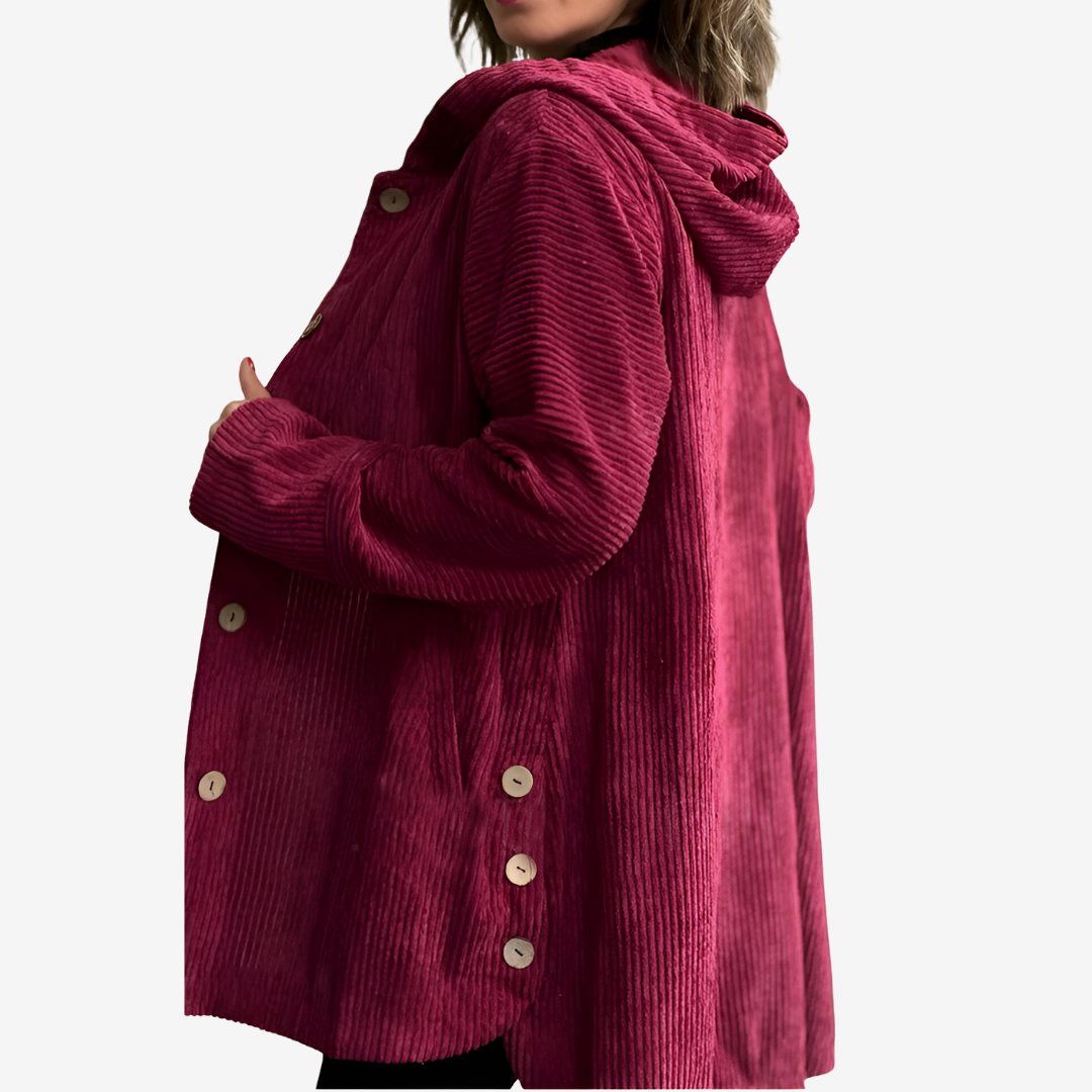 Cárdigan largo con capucha para mujer – Tejido de punto acanalado con botones delanteros para otoño e invierno