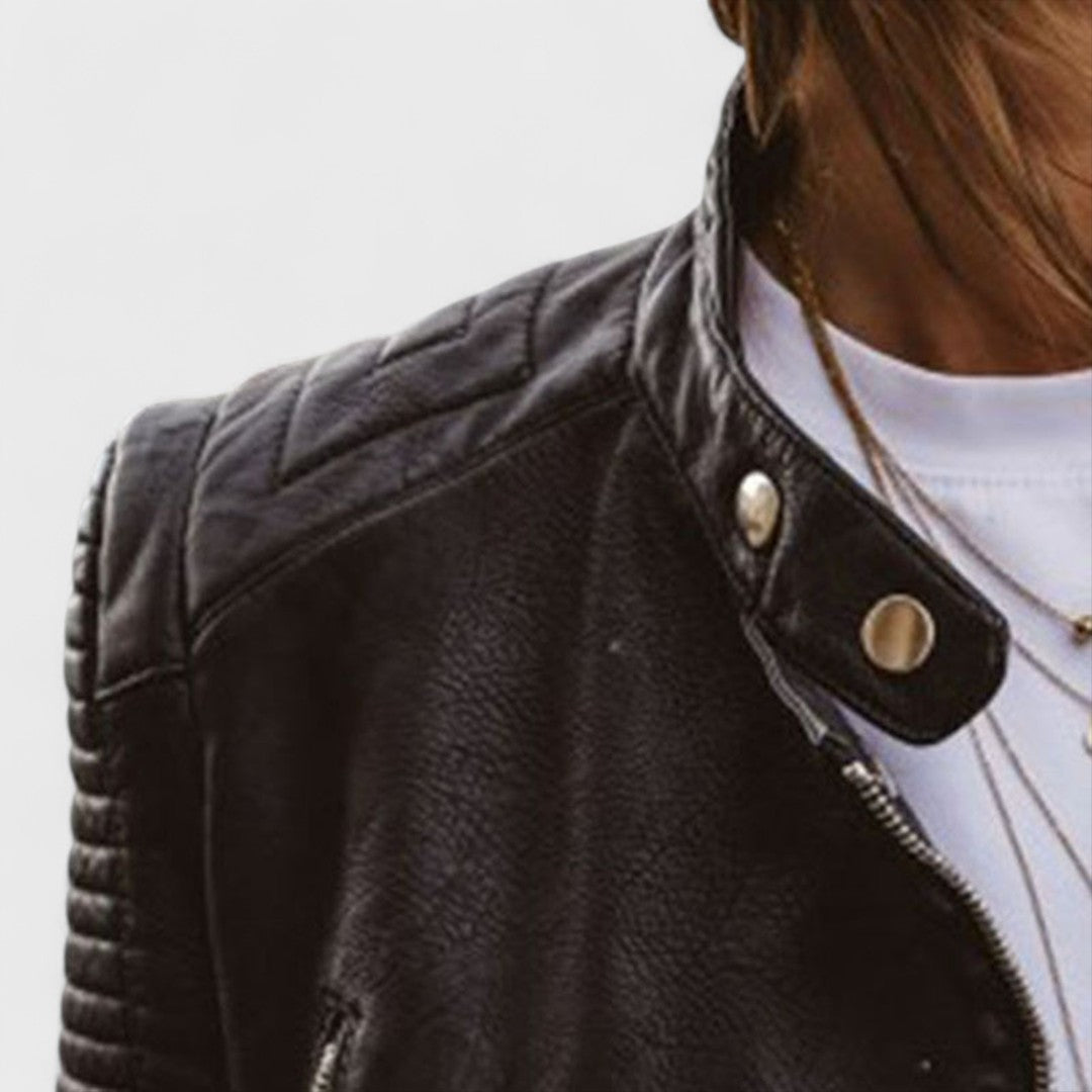 Women’s Fitted Biker Jacket – Quilted Zip-Up Layer for Spring and Autumn