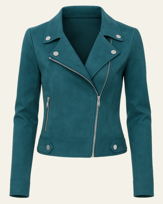 Women’s Tailored Moto Jacket – Asymmetric Zip Layer for Spring and Autumn