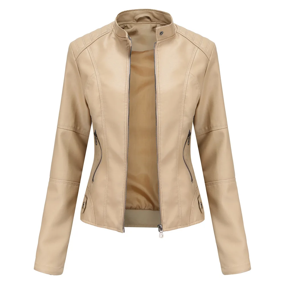 Women’s Fitted Moto Jacket – Zip-Front Biker Layer for Spring and Autumn