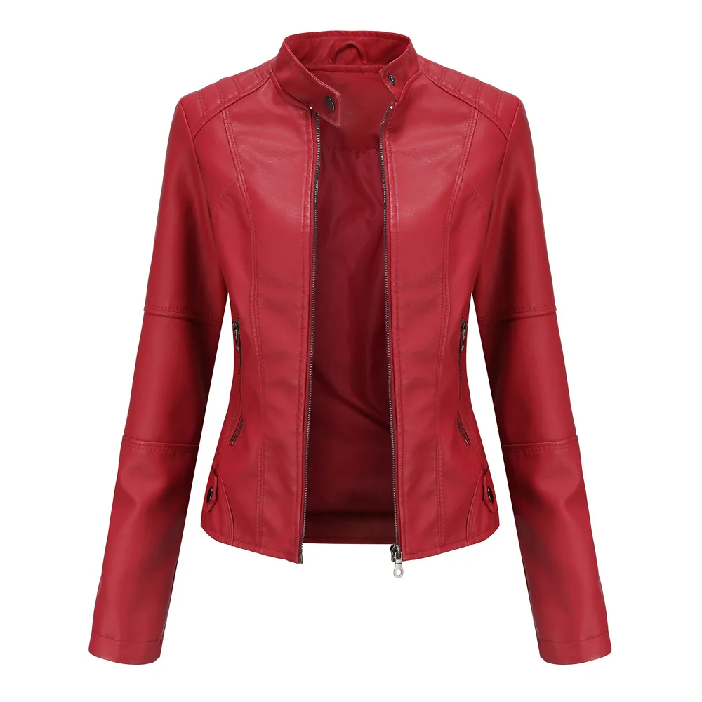 Women’s Fitted Moto Jacket – Zip-Front Biker Layer for Spring and Autumn