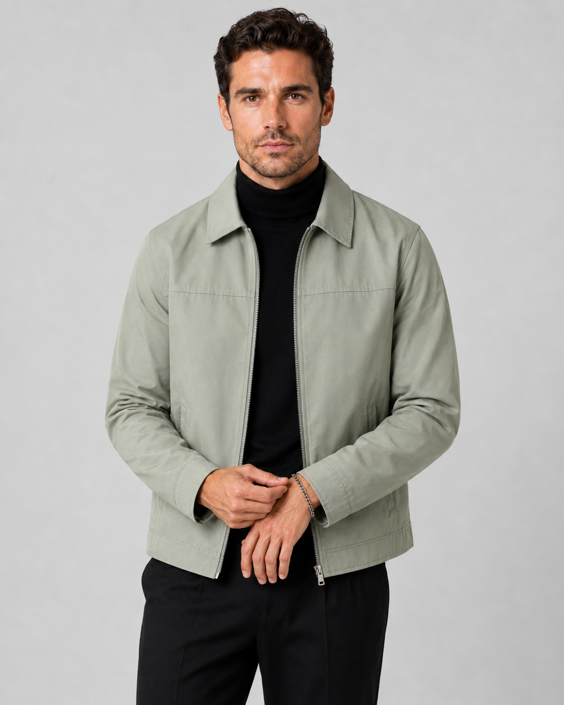 Pánska harringtonová bunda na zips – ľahká elegantná vrstva na bežné nosenie na jar a jeseň