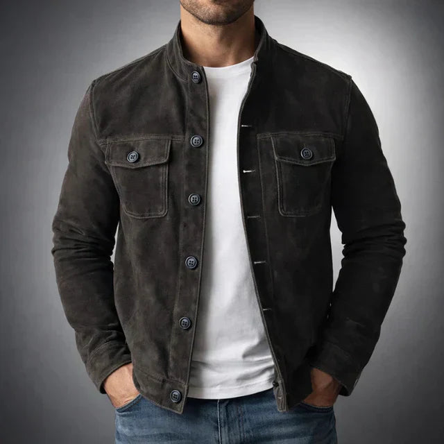 Giacca da uomo con colletto alla coreana e bottoni – Capo strutturato smart casual per autunno e inverno