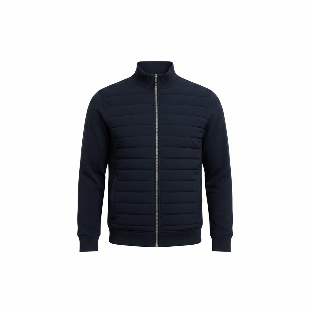 Veste matelassée hybride pour homme – couche coupe-vent d’automne et d’hiver pour une tenue élégante et décontractée