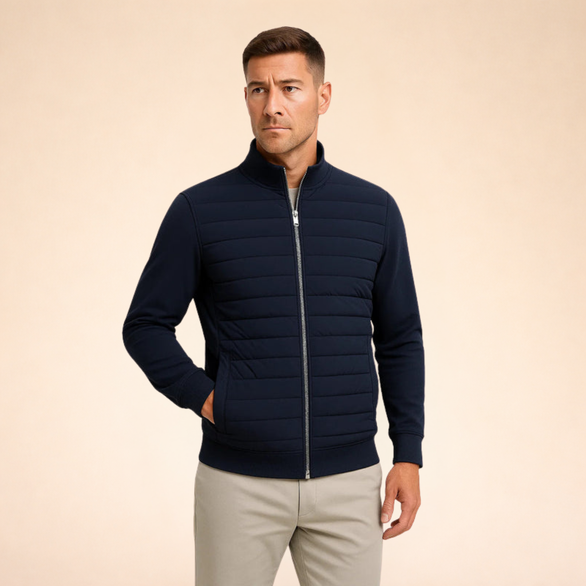 Hybrid quiltet jakke til mænd – vindtæt lag til efterår og vinter, perfekt til smart casual-look