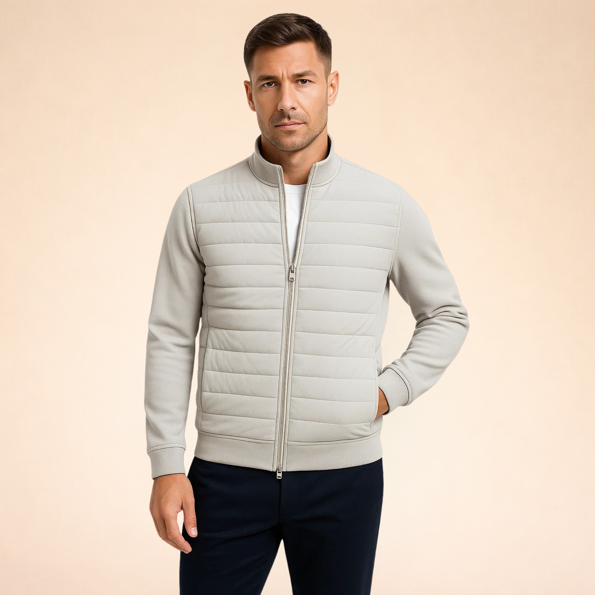Hybrid quiltet jakke til mænd – vindtæt lag til efterår og vinter, perfekt til smart casual-look